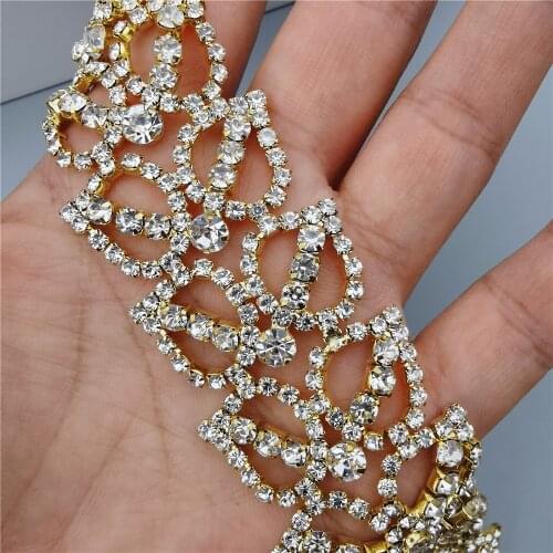 Rhinestone Crystal Chain Bling Diamante Lace Diamond Belt Trim Ribbon Necklace Applique Gem Sparkle Wedding Dress 3.5cm Width