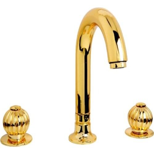 Gold 3 Hole Basin Mixer Specially Produced 100% Full Brass Material