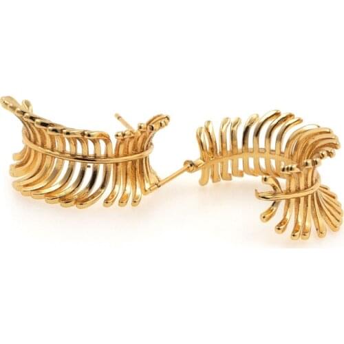 Golden Centipede Earrings, Gold Leaf Earrings, Jewelry Charm, New Fashion Jewelry 25.4x12.7mm