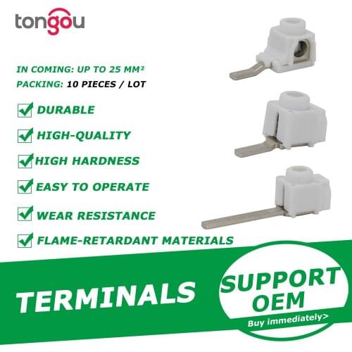 10 Pieces / Lot 25 mm² In coming Terminals for Busbar Circuit Breaker Distribution Box MCB Electrical Wire Connector