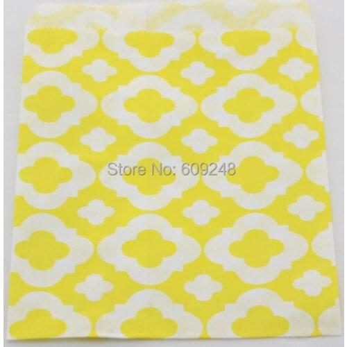 100pcs Mixed Colors Custom Buffet Candy Bar Treat Yellow Mod Patterned Paper Party Favor Gift Bags