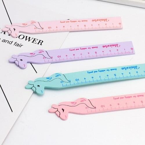 40 Pcs Per Set Korean Cartoon Unicorn Animal Modeling Wooden Ruler Student Straight Ruler 12M Drawing Ruler Lovely