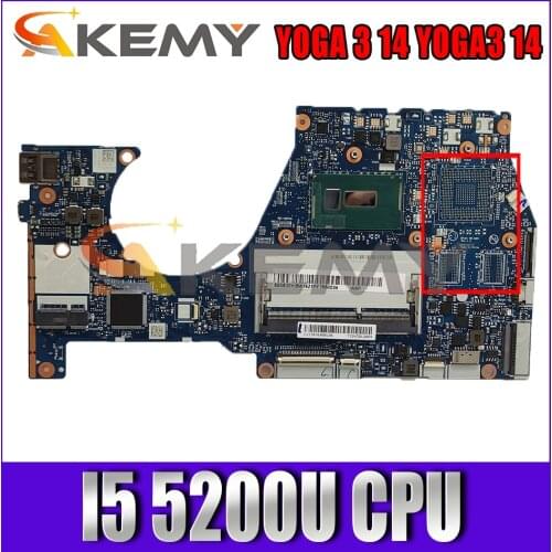 Akemy BTUU1 NM-A381 Motherboard For Lenovo YOGA 3 14 YOGA3 14 Laptop Motherboard CPU I5 5200U DDR3 100% Test