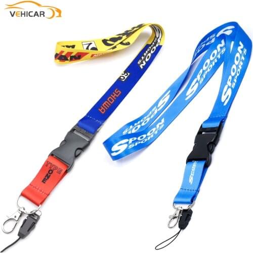 VEHICAR Car Motor Lanyard for SPOON Cell Phone JDM Refitting Racing Auto Keychain ID Holder Mobile Neck Strap with Quick Release