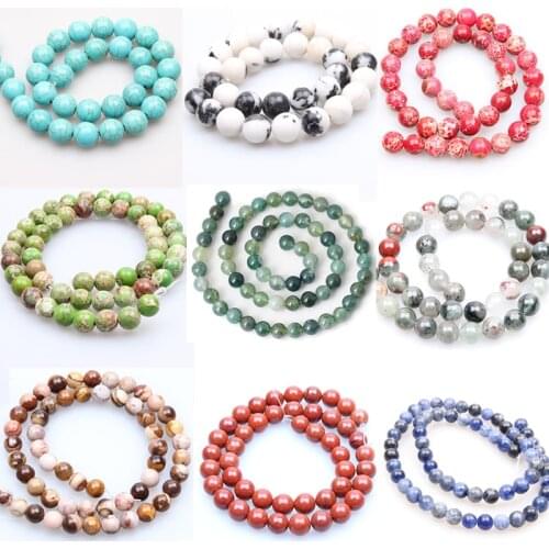 Wholesale Turquoises Sea Sediment agat Natural Stone Beads Loose Spacer Beads for Jewelry Making 4 6 8 10 12mm DIY Bracelet