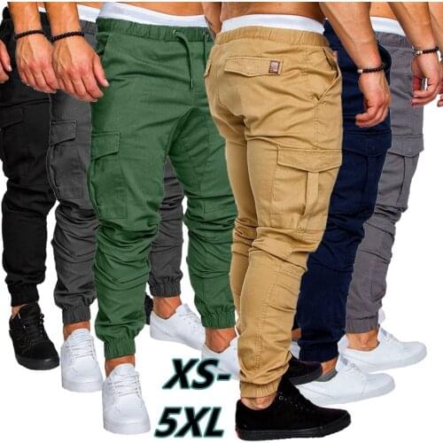 Men safari cargo pants Joggers Sweatpants Casual Male Sportswear Solid Multi-pocket Cargo Trousers Hip Hop Harem Pants Slim Fit