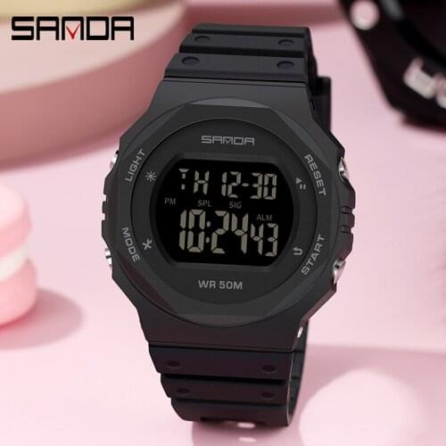 SANDA Fashion Sports Women Watches LED Digital Waterproof Ladies Clock Female Boy Girl Electronic Wristwatch relogio feminino