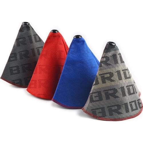 JDM Style Canvas Shift Boot Lever Knob Cover Racing Shift Knob Collars Universal Car With Red Stitching