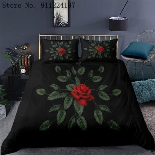 Home Textiles Bedding Set Bedclothes 3D Black Series Duvet Cover Flower Quilt Cover Pillowcase Comforter Bedding Sets Bed Linen
