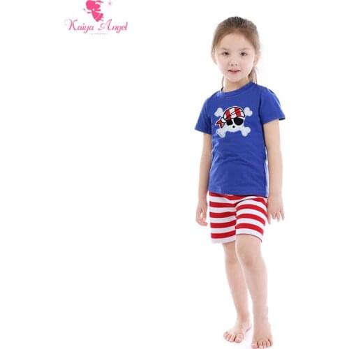 Kaiya Angel 4th Of July Childrens Boutique Sets Toddler Girls Summer Clothing Baby Boys Pirate Captain Blue Cotton Kids Clothes