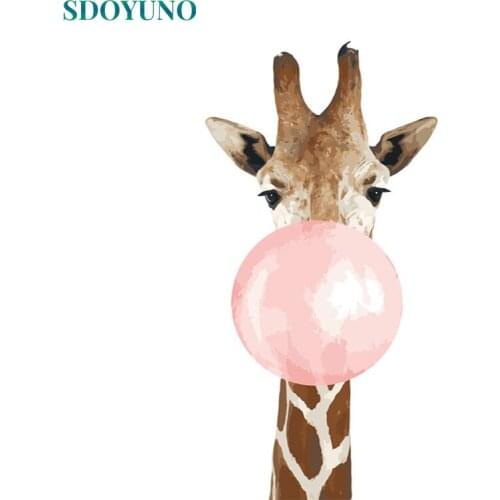 SDOYUNO Painting By Numbers on canvas Giraffe 60x75cm DIY pictures by numbers Frameless Home Decor Animals Unique Gift