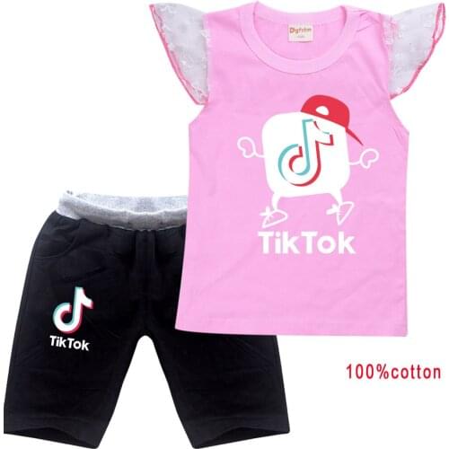 TIK TOK 2-16Y Funny T Shirt Kids Tops Game Shorts Pants 2PCS Girls Outfits Set Toddler Boys Summer Clothes Set