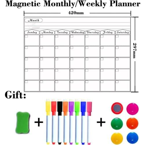 Magnetic Daily Monthly Weekly Planner Calendar Table Dry Erase Whiteboard Schedules Fridge Sticker Bulletin White Board