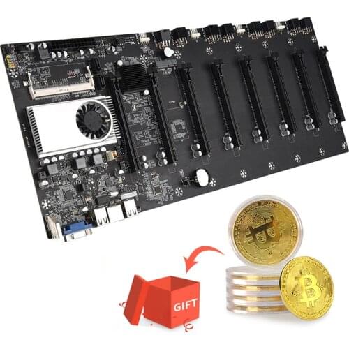Mining Motherboard CPU Set 8 Miner Video Card Slot DDR3 Memory Adapter Integrated VGA Interface Low Power Consumption BTC-37