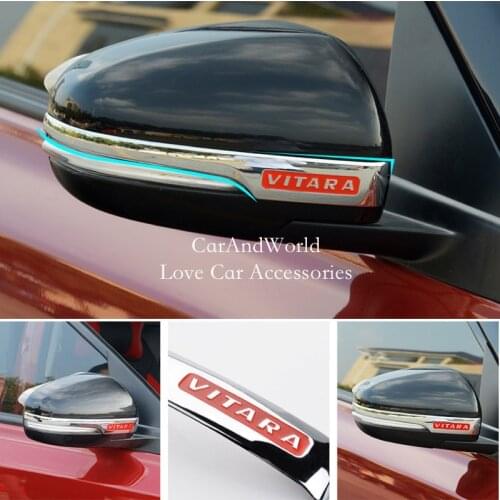 For Suzuki Vitara 2015-2019 Door Rear View Mirror Frame Trim Anti-Scratch Strip Cover ABS Chrome Molding Garnish Car Accessories