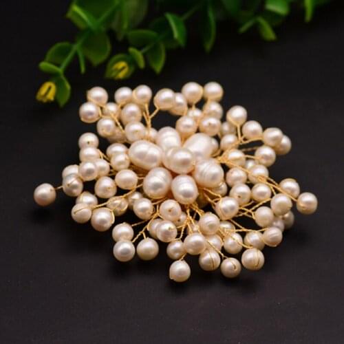 Natural Fresh Water Pearl Stone Handmade Flower Brooch For Women Girls Birthday Party Evening Luxury Fine Jewelry Accessories