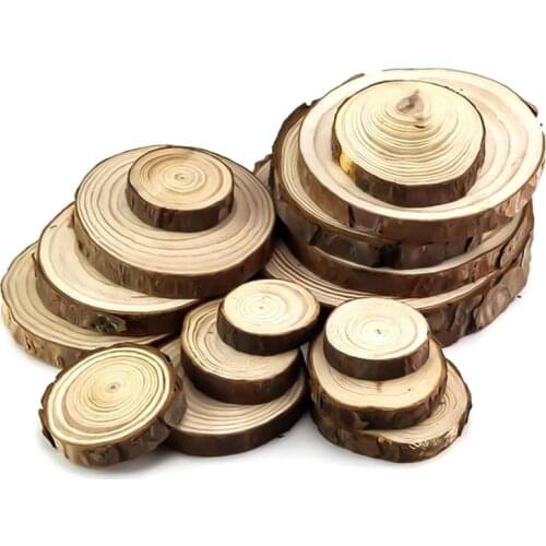 3/4/5/6/7/8/9cm Unfinished Natural Round Wood Slices Circles With Tree Bark For DIY Crafts Wedding Party Painting Decoration