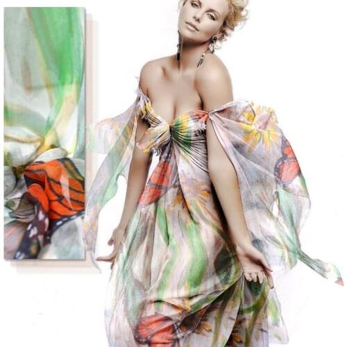 2016 new digital inkjet silk smooth thin fabric shirt dress in linen fabrics wholesale high-grade silk cloth