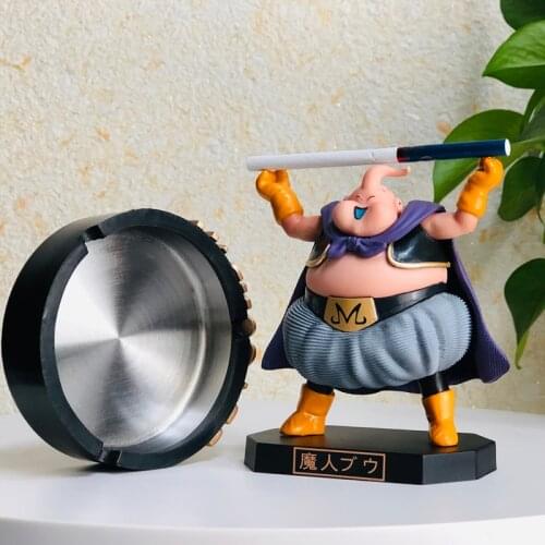 DBZ Majin Boo Goku Fighter Ashtray Action Figure statue sculpture Tray Cute Standing Figurines cenicero Trendy Home car decor