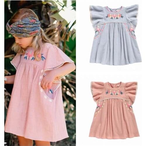 French style pastoral style high quality flower embroidery handmade dress loose and comfortable dress