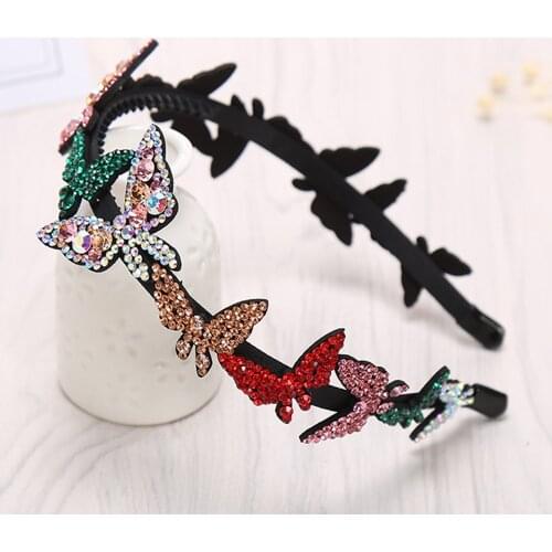 Retro Women Butterfly Headband Luxury Czech Crystal Non-slip Border Girl Hairpin Ms Fancy Hair Accessiftsories Hairband