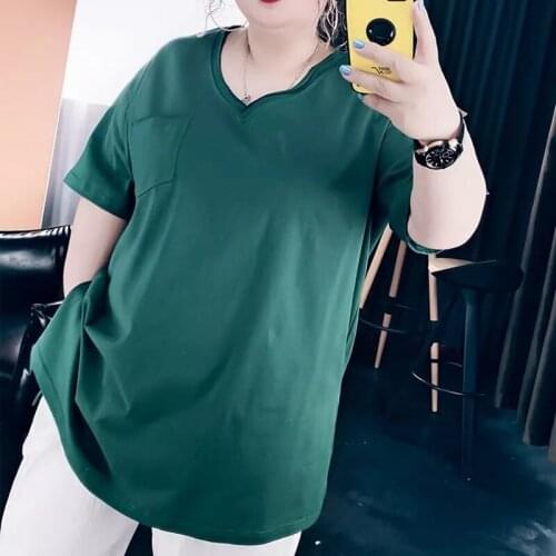 Size 10XL 150KG Plus Size T Shirt For Women Summer Short Sleeve Casual T-shirt V Neck Large Tops for Femme Homewear Top