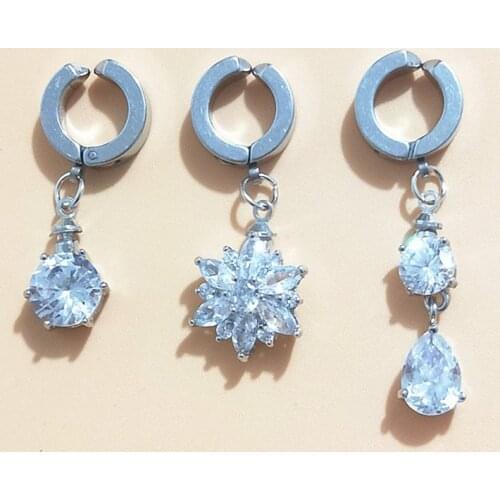 2019 new fashion High Quality Medical Steel Buckle fake non Piercing Navel Belly Button Ring Body Jewelry earcuff Earrings