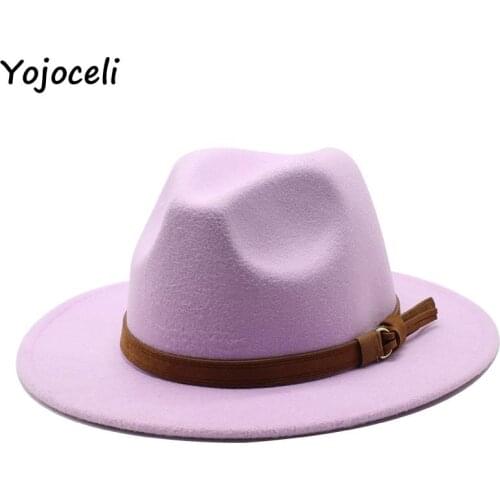 Yojoceli fedora hat women hats wide brim classic beige white wedding church hip hop winter womens hat gorras hombre