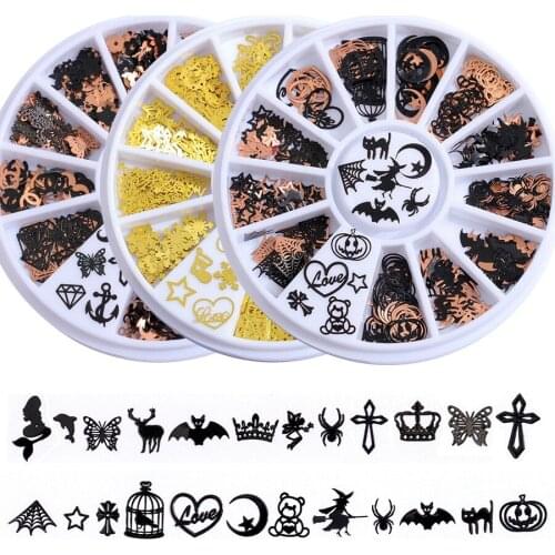 Halloween Nail Art Decoration Jewelry Metal 3D Charms Snowflake Computer Wafer Sticker Diy Rhinestone Manicure Accessories#dfw21