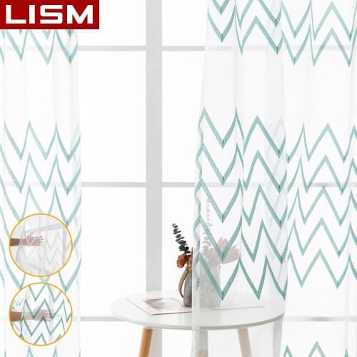 LISM Waves Curtain Tulle Curtains for Living Room Decoration Bedroom Embroidered Curtains for the Room Kitchen Window Treatment