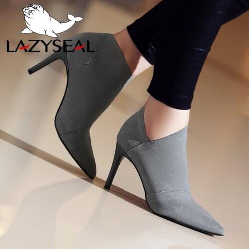 LazySeal Stiletto Heel Woman Pointed Toe High Heels Women Boots Shoes Autumn And Winter Elastic Band Fitted Female Fashion Shoes