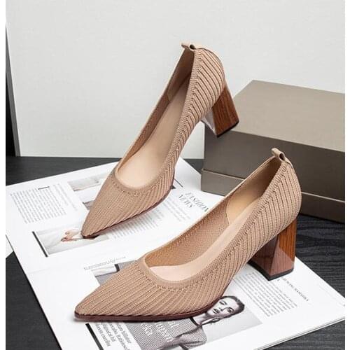 2020 New Mesh Breathable High-heels High-quality Fabric Shallow Pointed Toe Party Summer High-heel Womens Shoes Zapatillas Mujer