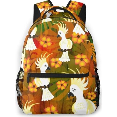 Backpack Women Shoulder Bag For Teenage Girls Tropical Parrot Sitting On Bench Of Tree Bagpack Female Ladies School Backpack