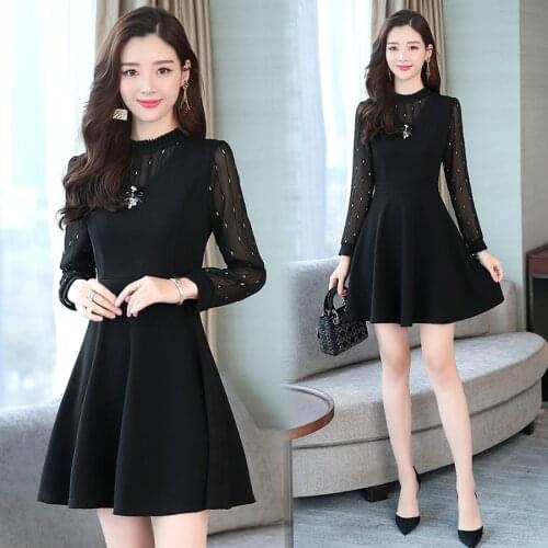 2021 Vintage Black Long Sleeve Mini Dresses Autumn Winter 4XL Plus Size Solid Sexy Women Bodycon Dress Elegant Party Vestidos
