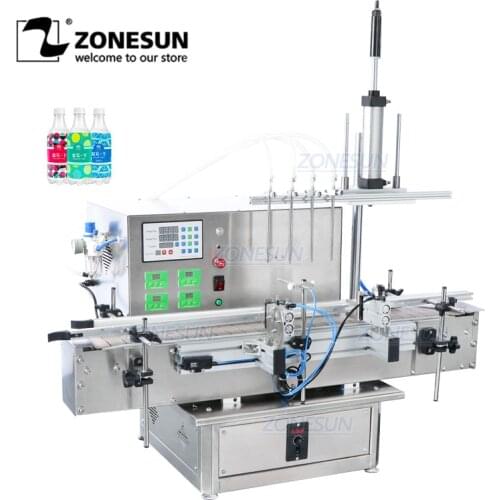 ZONESUN ZS-DTPP4D Desktop Lemonade 4 Diving Heads Peristaltic Pump Liquid Bottle Filling Machine