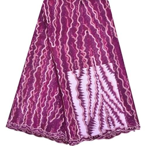 2018 Latest African French Lace Fabric High Quality Nigerian Tulle Net Laces Fabrics With Stones Latest African Lace Fabric 1228
