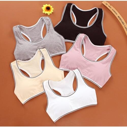 5Pc/lot Girls Training Bras Kids Underwear Solid Color Tops Summer Vest Suit for 8-14Years