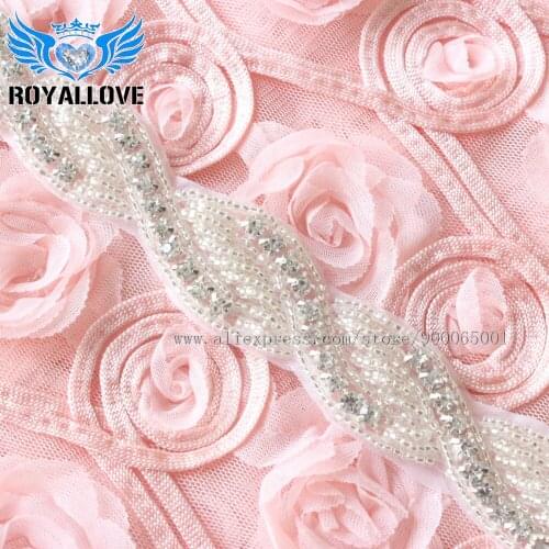 5yards) Iron On Sewing Wholesale Bridal Wedding Dresses Sash Braid Pearl Beaded Rhinestone Appliques Trimming Sash Headpieces