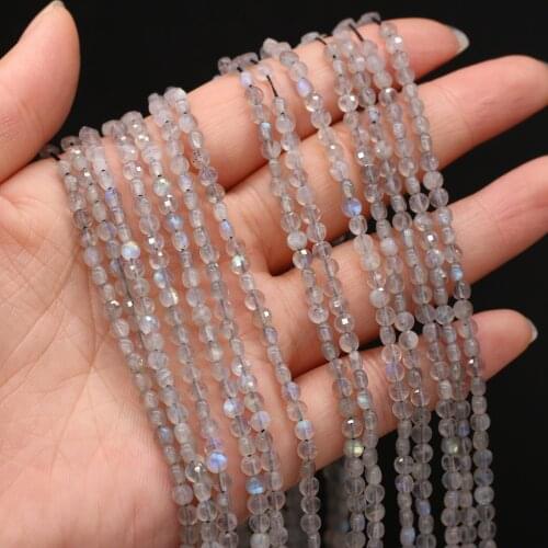 Natural Stone Beads Coin Shape Faceted Flash Labradorite Loose Bead for Jewelry Making DIY Trendy Bracelet Necklace Crafts