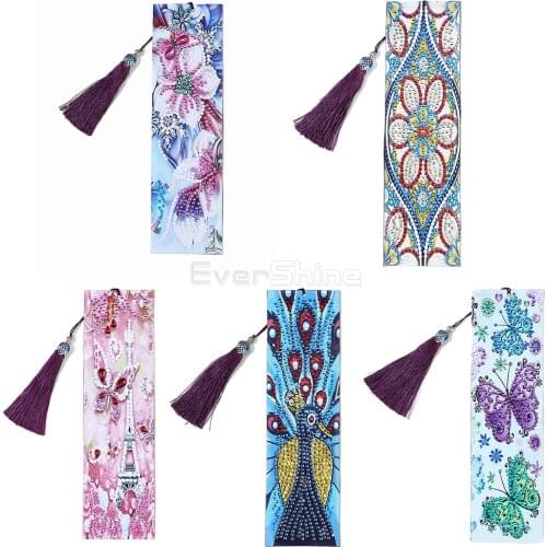 EverShine Diamond Painting Bookmark DIY Special Shaped Diamond Art Embroidery Cross Stitch Leather Tassel Handwork Gift