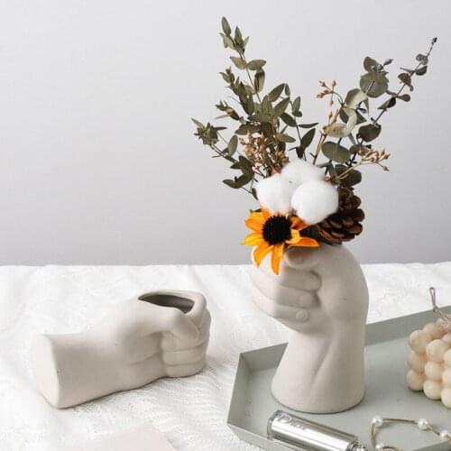 European Creative Ornament Home Office Decoration Human Fist Flower Arrangement Modern Ceramic Furnishings Photgraph Props