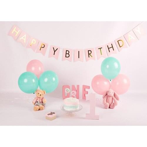 Balloons Cake Banner Toy Photo Backdrop Customized Background for Children Baby 1 Birthday Party Photophone Photography Props