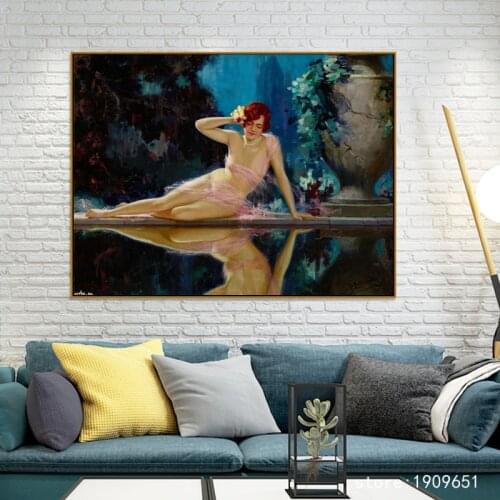 Cotton classical figures nude art sexy girl bath canvas printings printed on cotton no frame home wall art decoration picture