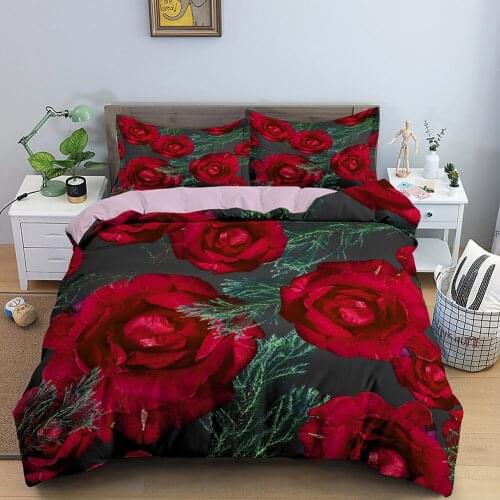 Rose Pattern Bedding Set Duvet Cover Sets Comforter Cover Twin Queen King Size for Kids Bedclothes Bedding Home Textile