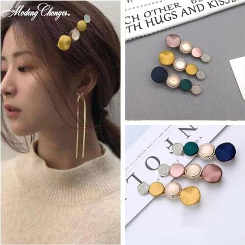 Korea Fashion Circle Acrylic Geometric Crystal Hairpins Barrette Colorful Hairgrips Hair Clips For Girls Woman Hair Accessories