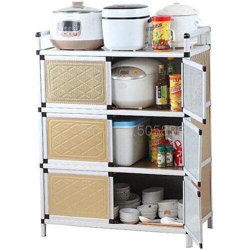 Kitchen cupboard stainless steel multi-function storage cabinet stove cabinet storage cabinet microwave cabinet