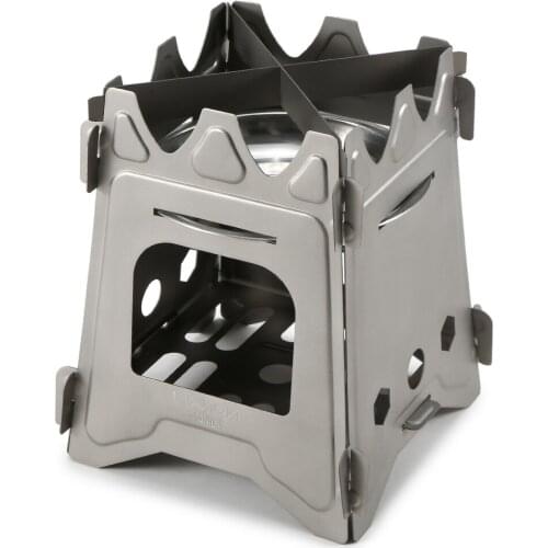 LIXADA Outdoor Camping Stove Titanium Wood Stove Ultralight Folding Camp Stove with Alcohol Tray Portable Outdoor Cooking Stove