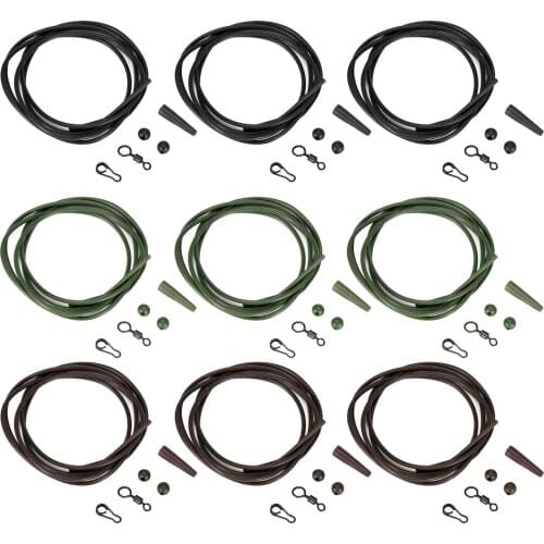 3 Set Fishing Rig Tubing Tube Carp Fishing Helicopter Chod Hair Rig Protect Sleeves Hose Bead Eye Swivel Clips Kits