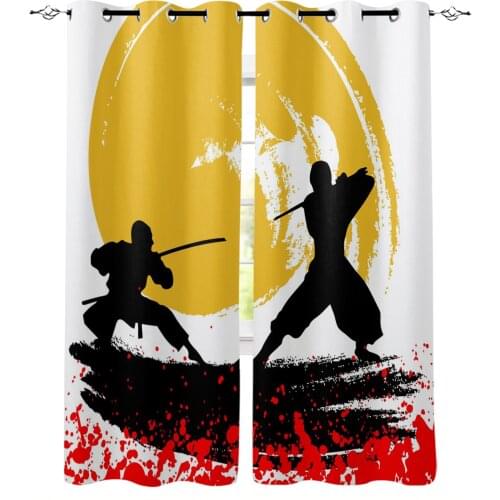 Ninja Warrior Ink Painting Art Curtains for Living Room Bedroom Kitchen Window Treatment Curtain Home Decoration