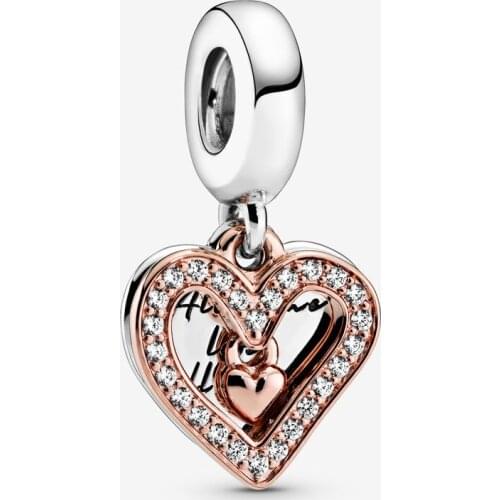 2020 Spring new 925 Sterling Silver Beads Sparkling Freehand Heart Dangle Charm fit Original fashion Bracelets Women DIY Jewelry